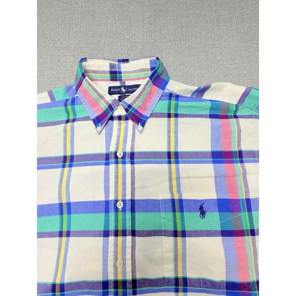 Ralph Lauren Blake Shirt Mens Large Logo Short Sleeve Collared Button Down Pony - Picture 4 of 9